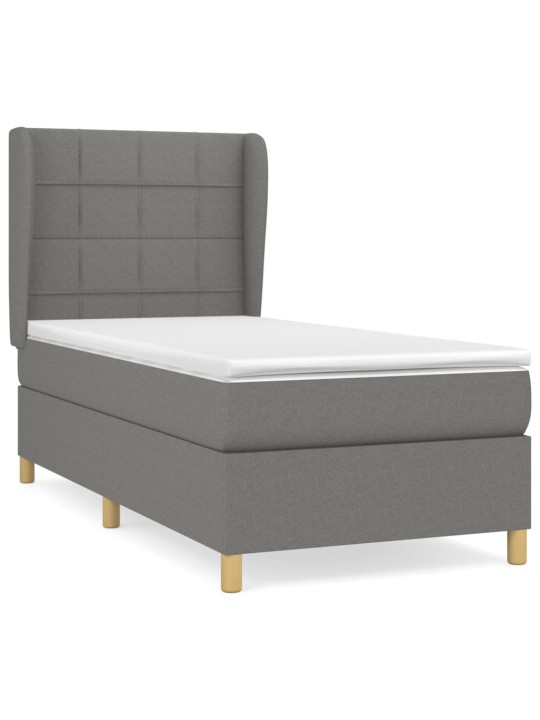 Box spring postel s matrací tmavě šedá 90x200 cm textil