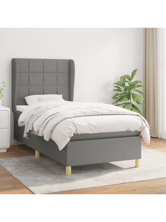 Box spring postel s matrací tmavě šedá 90x200 cm textil