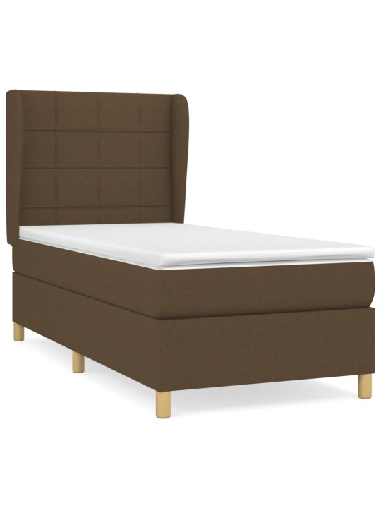Box spring postel s matrací tmavě hnědá 90x200 cm textil