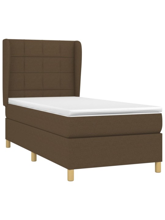 Box spring postel s matrací tmavě hnědá 90x200 cm textil