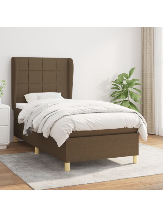 Box spring postel s matrací tmavě hnědá 90x200 cm textil