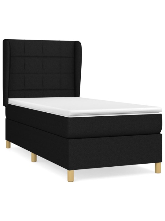 Box spring postel s matrací černá 100 x 200 cm textil