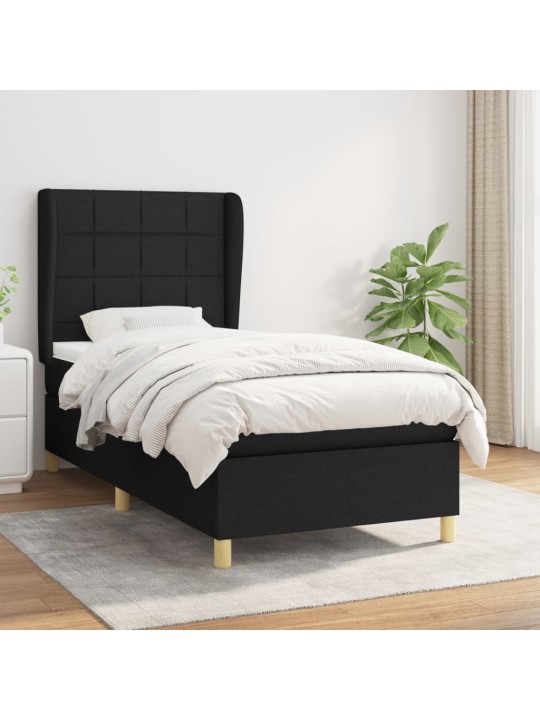 Box spring postel s matrací černá 100 x 200 cm textil