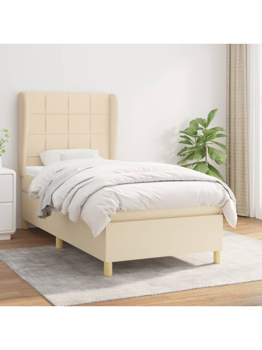 Box spring postel s matrací krémová 100 x 200 cm textil