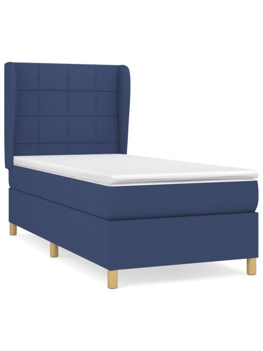 Box spring postel s matrací modrá 100 x 200 cm textil