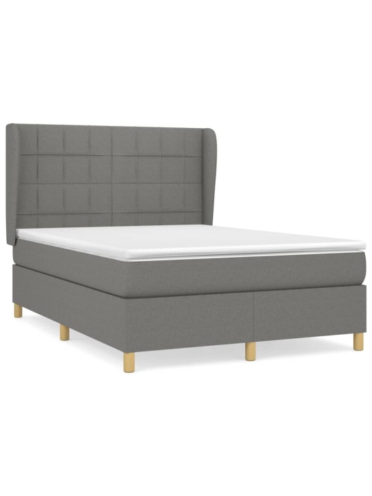 Box spring postel s matrací tmavě šedý 140 x 190 cm textil