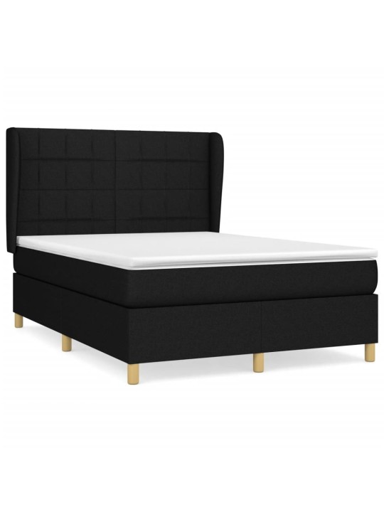Box spring postel s matrací černá 140 x 190 cm textil