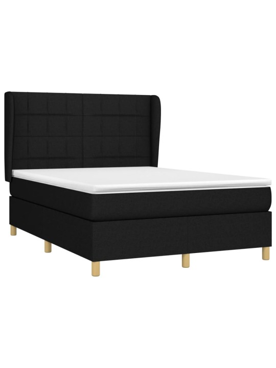 Box spring postel s matrací černá 140 x 190 cm textil