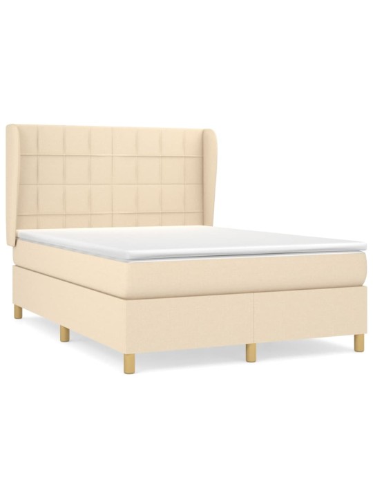 Box spring postel s matrací krémová 140x190 cm textil