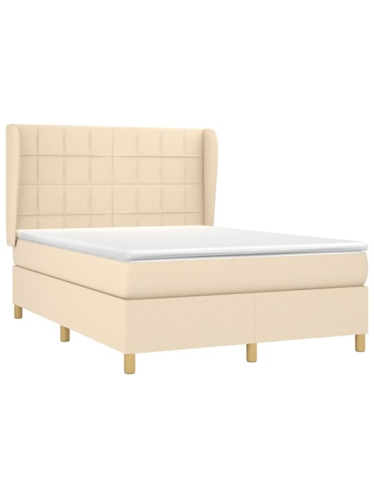 Box spring postel s matrací krémová 140x190 cm textil