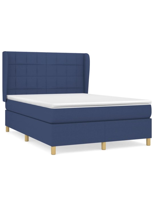 Box spring postel s matrací modrá 140x190 cm textil