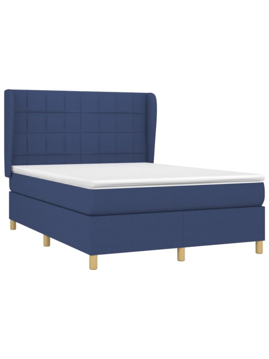 Box spring postel s matrací modrá 140x190 cm textil