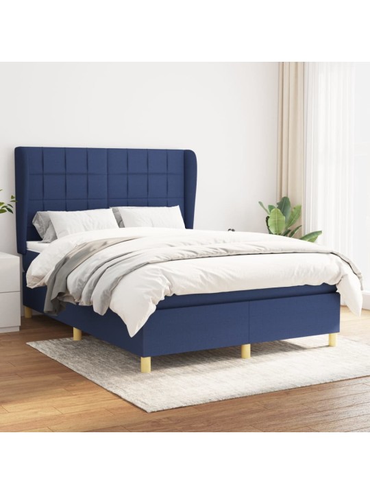 Box spring postel s matrací modrá 140x190 cm textil