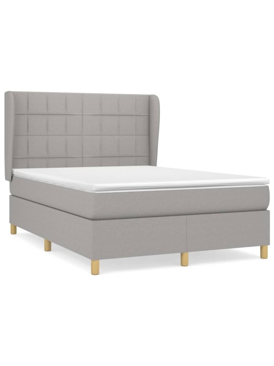 Box spring postel s matrací světle šedá 140 x 200 cm textil