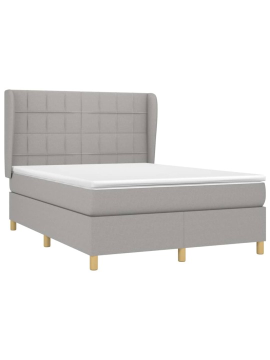 Box spring postel s matrací světle šedá 140 x 200 cm textil
