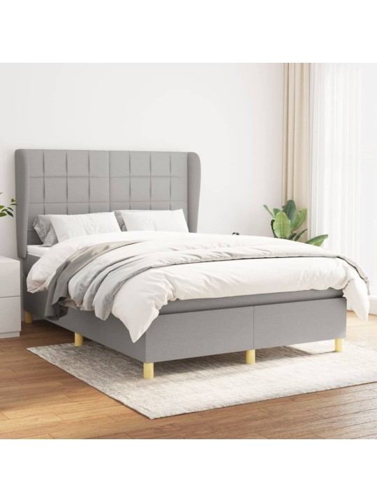Box spring postel s matrací světle šedá 140 x 200 cm textil