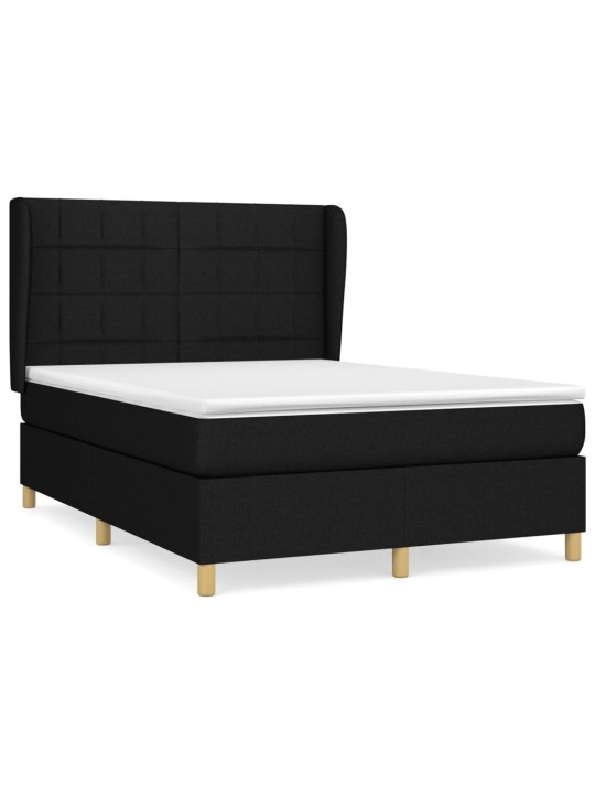 Box spring postel s matrací černá 140x200 cm textil