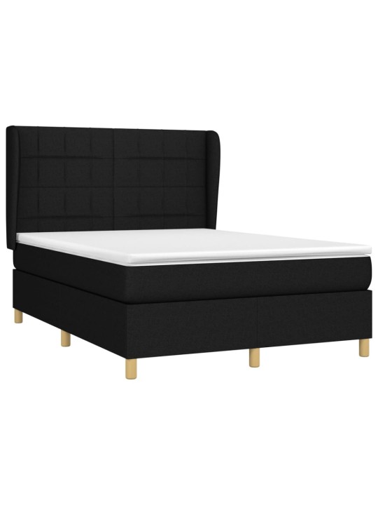 Box spring postel s matrací černá 140x200 cm textil