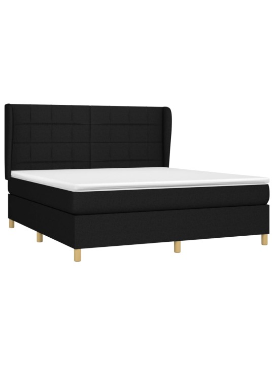 Box spring postel s matrací černá 160x200 cm textil