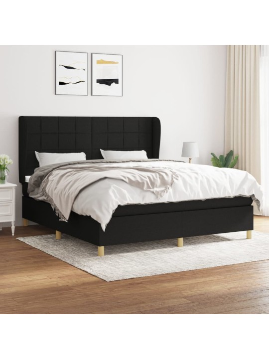 Box spring postel s matrací černá 160x200 cm textil