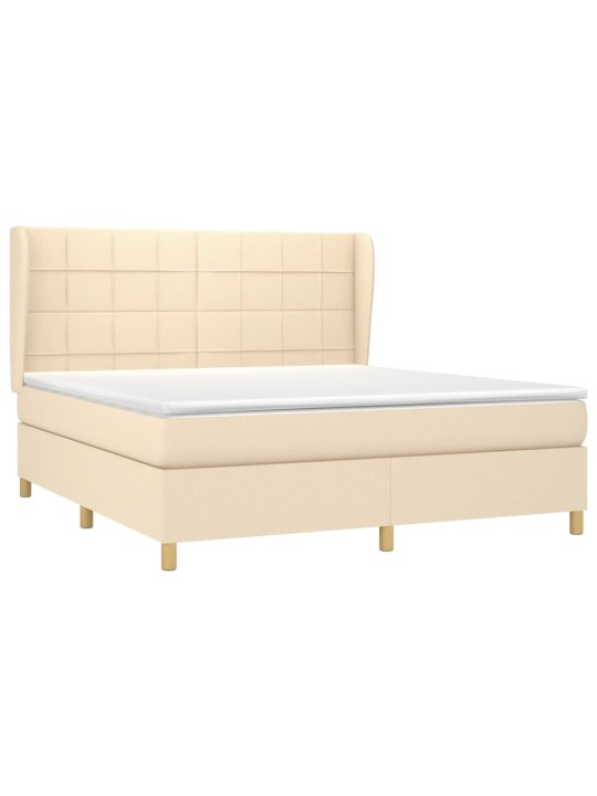 Box spring postel s matrací krémová 160x200 cm textil