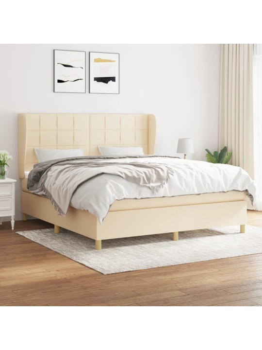 Box spring postel s matrací krémová 160x200 cm textil