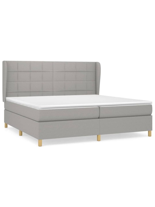 Box spring postel s matrací světle šedá 200 x 200 cm textil