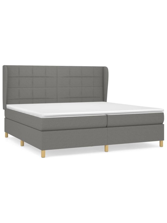 Box spring postel s matrací tmavě šedá 200x200 cm textil