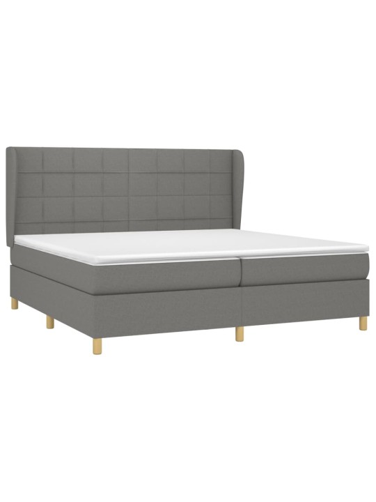 Box spring postel s matrací tmavě šedá 200x200 cm textil