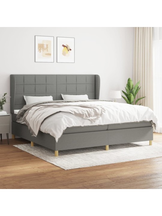 Box spring postel s matrací tmavě šedá 200x200 cm textil