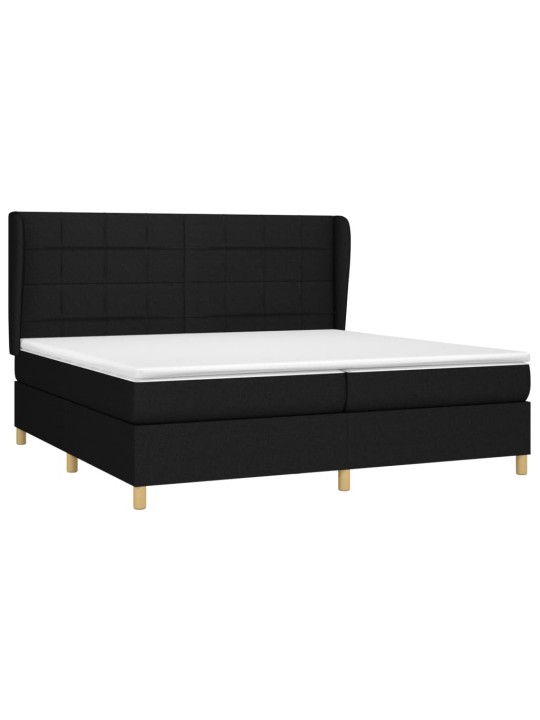 Box spring postel s matrací černá 200x200 cm textil