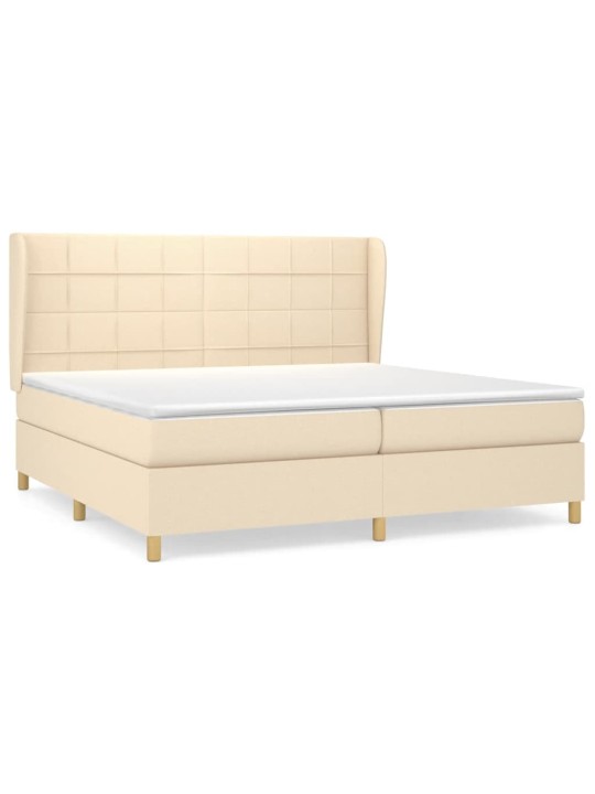 Box spring postel s matrací krémová 200x200 cm textil