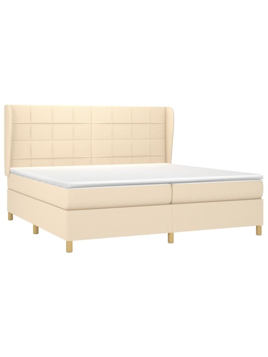 Box spring postel s matrací krémová 200x200 cm textil