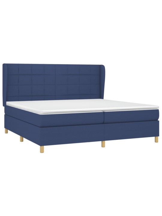 Box spring postel s matrací modrá 200x200 cm textil