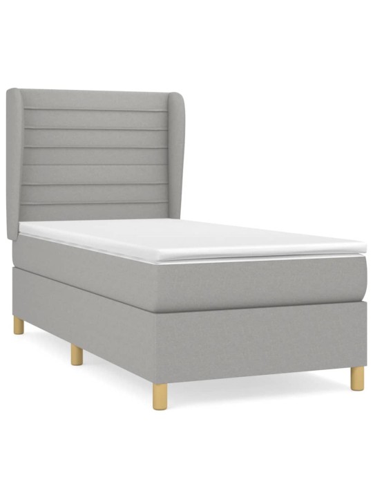 Box spring postel s matrací světle šedá 90x190 cm textil