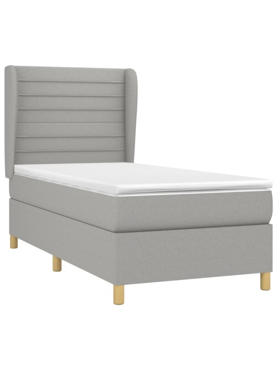 Box spring postel s matrací světle šedá 90x190 cm textil