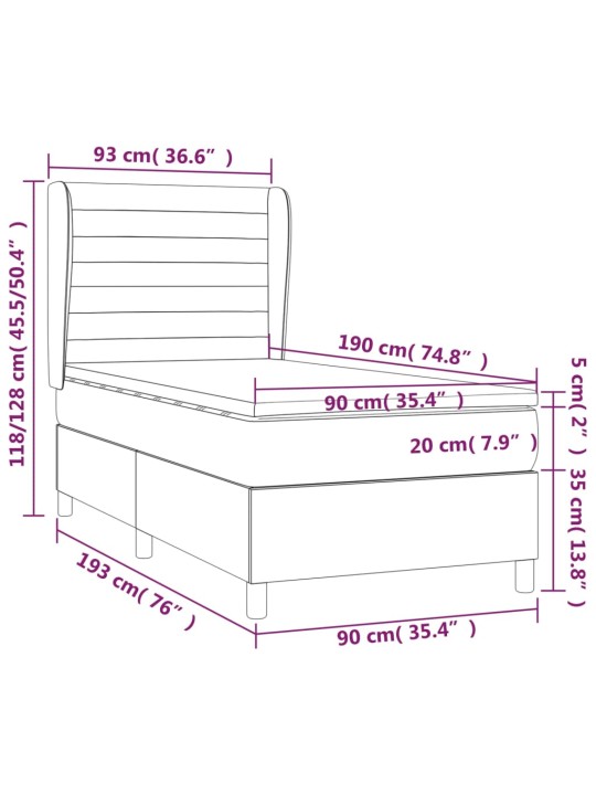 Box spring postel s matrací tmavě šedá 90x190 cm textil