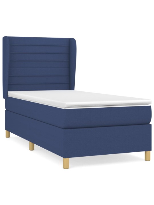 Box spring postel s matrací modrá 90x190 cm textil