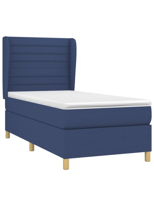 Box spring postel s matrací modrá 90x190 cm textil