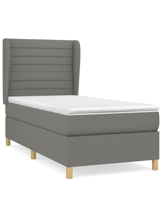 Box spring postel s matrací tmavě šedá 90x200 cm textil
