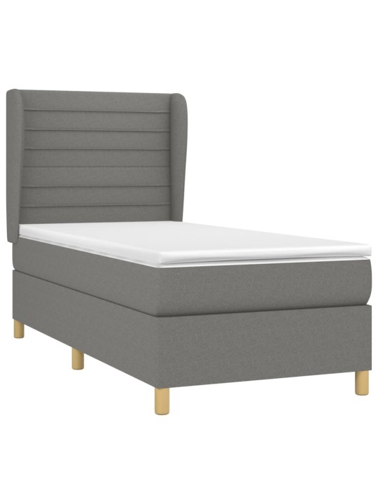 Box spring postel s matrací tmavě šedá 90x200 cm textil