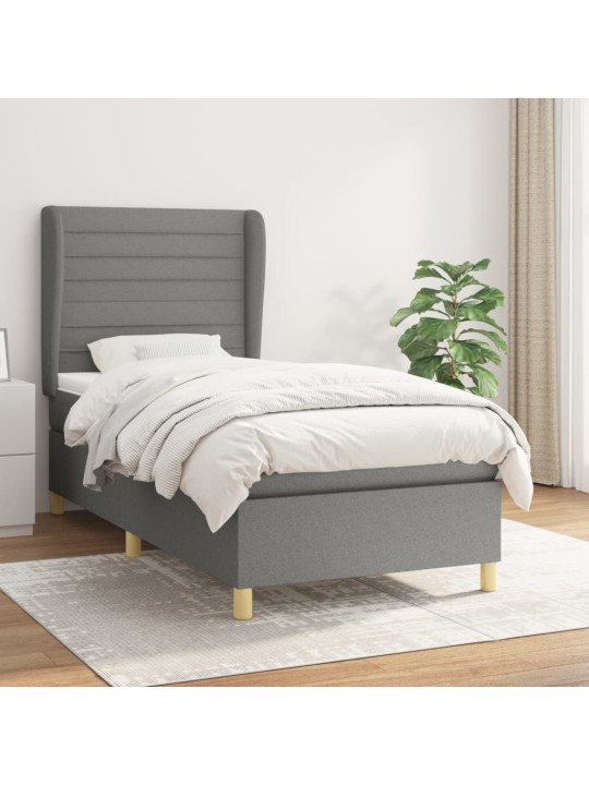 Box spring postel s matrací tmavě šedá 90x200 cm textil