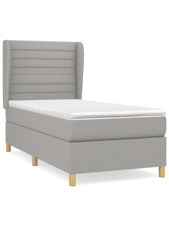Box spring postel s matrací světle šedý 100 x 200 cm textil