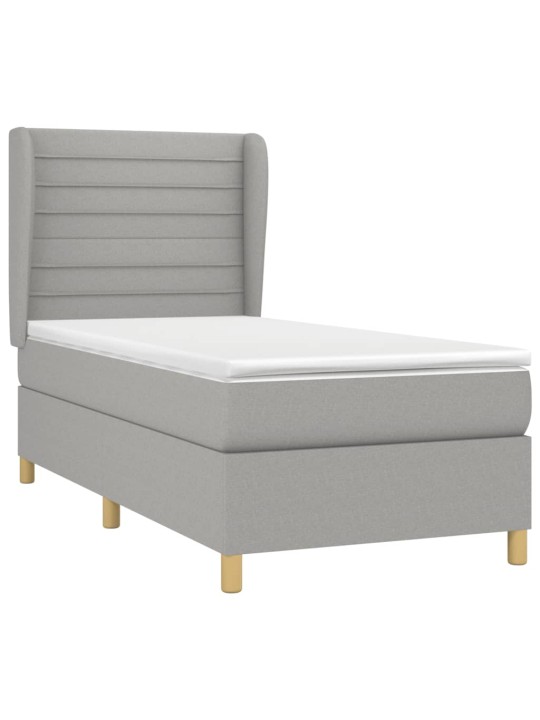 Box spring postel s matrací světle šedý 100 x 200 cm textil