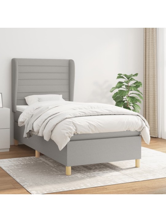 Box spring postel s matrací světle šedý 100 x 200 cm textil