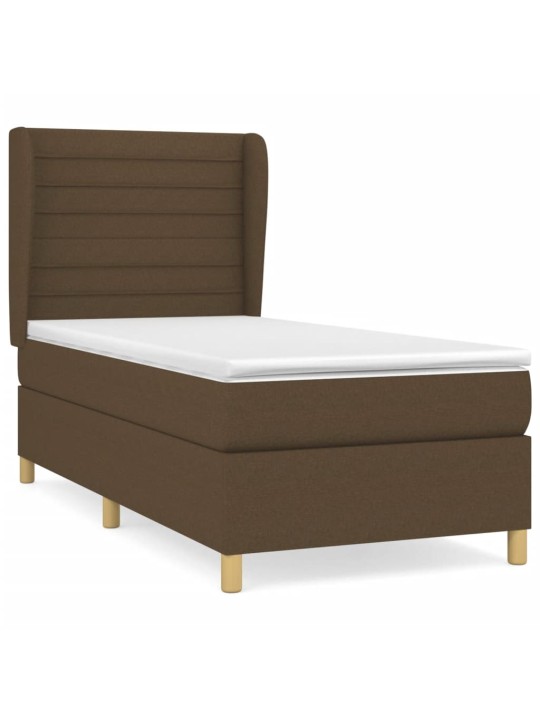 Box spring postel s matrací tmavě hnědá 100 x 200 cm textil