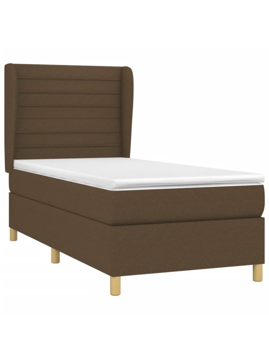 Box spring postel s matrací tmavě hnědá 100 x 200 cm textil
