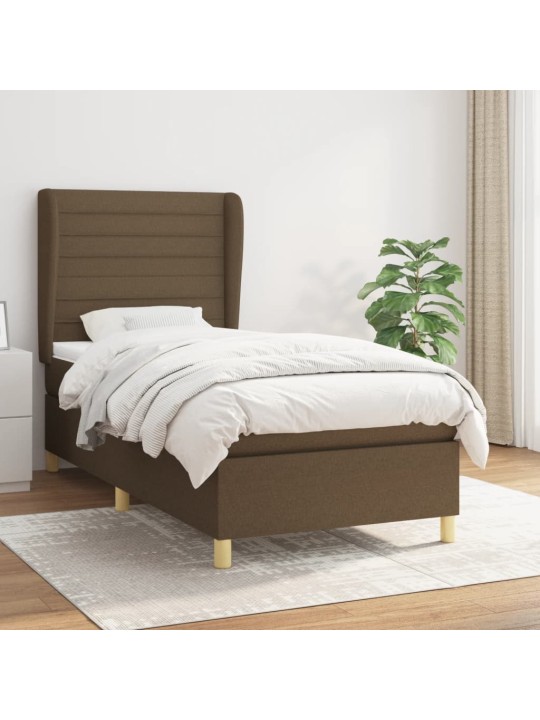 Box spring postel s matrací tmavě hnědá 100 x 200 cm textil