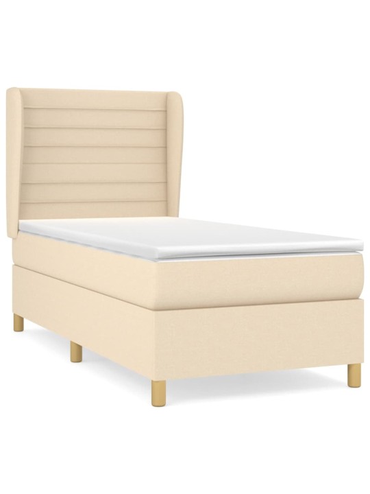 Box spring postel s matrací krémová 100 x 200 cm textil