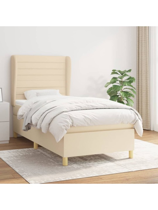 Box spring postel s matrací krémová 100 x 200 cm textil